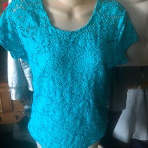 Peck & Peck Lacey Top..Turquoise, Sz.L